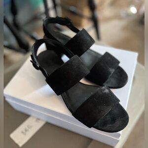 Vince black suede sandal 2” heel